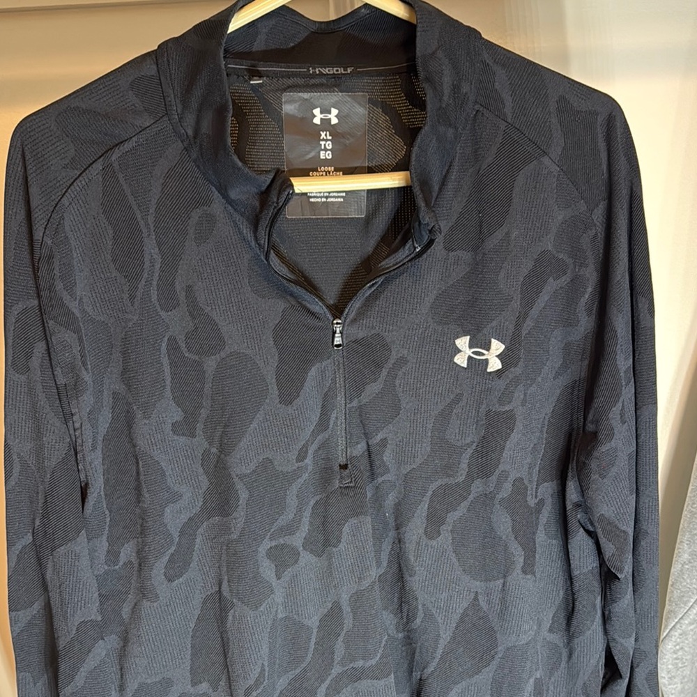 Under Armour Men's Black Jacket Golf Size XL Camo Quarter Zip